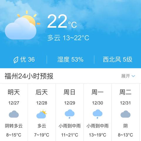 未来七天天气预报（福州未来七天天气预报查询）