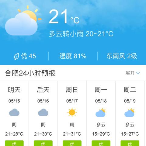 合肥天气（合肥天气预报15天准确一览表）