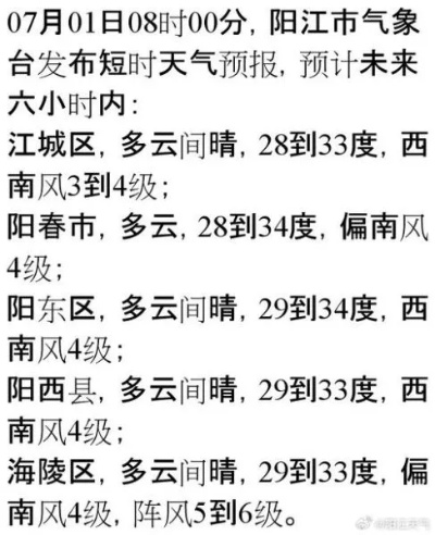 阳西天气预报一周天气（阳西县天气预报今天）